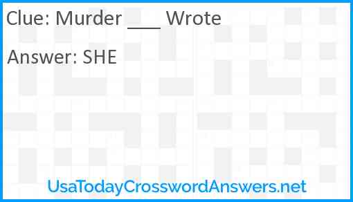 Murder ___ Wrote Answer
