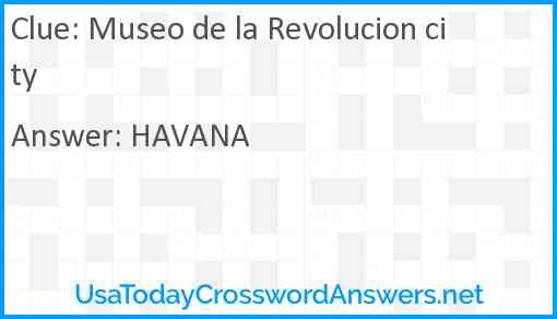 Museo de la Revolucion city Answer