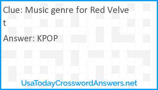 Music genre for Red Velvet Answer