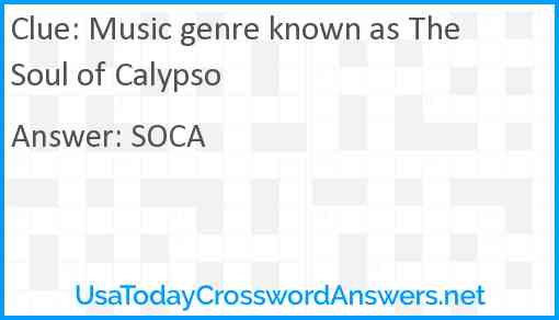 Music genre known as The Soul of Calypso Answer