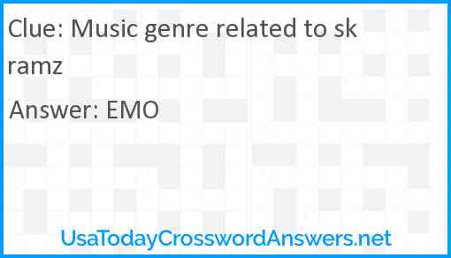 Music genre related to skramz Answer