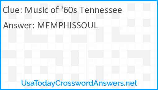 Music of '60s Tennessee Answer