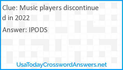 Music players discontinued in 2022 Answer