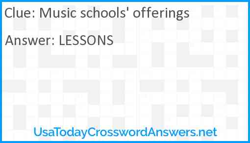 Music schools' offerings Answer