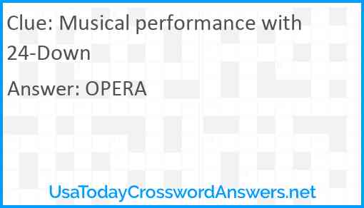 Musical performance with 24-Down Answer