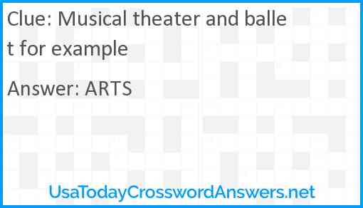 Musical theater and ballet for example Answer