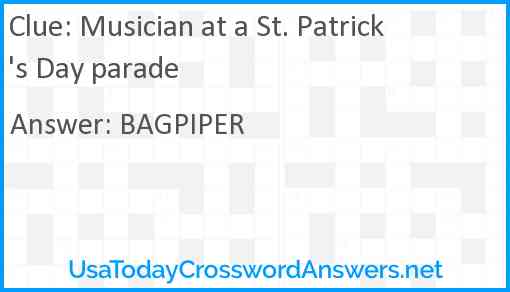 Musician at a St. Patrick's Day parade Answer