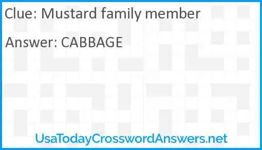Mustard family member crossword clue UsaTodayCrosswordAnswers net