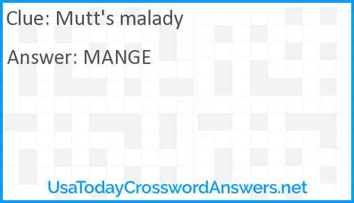 Mutt's malady Answer