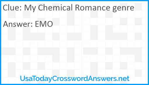 My Chemical Romance genre Answer