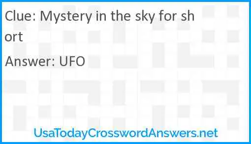 Mystery in the sky for short Answer
