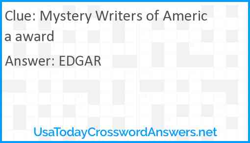 Mystery Writers of America award Answer