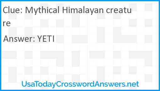 Mythical Himalayan creature Answer