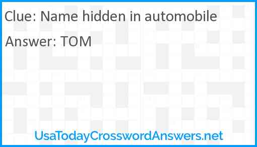 Name hidden in automobile Answer