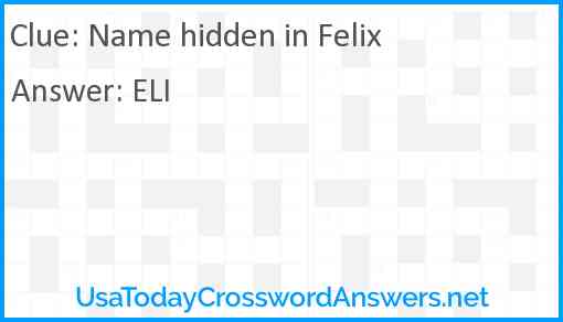 Name hidden in Felix Answer