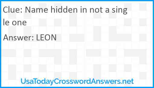 Name hidden in not a single one Answer