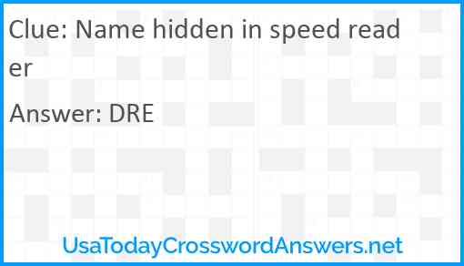Name hidden in speed reader Answer