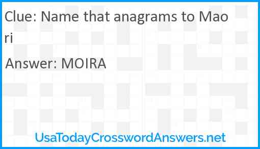 Name that anagrams to Maori Answer