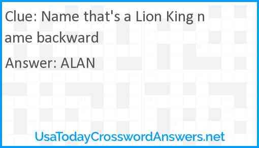 Name that's a Lion King name backward Answer