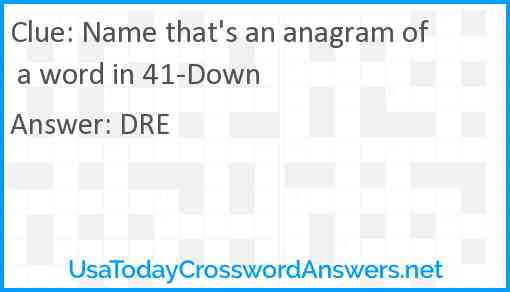 Name that's an anagram of a word in 41-Down Answer