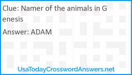 Namer of the animals in Genesis Answer