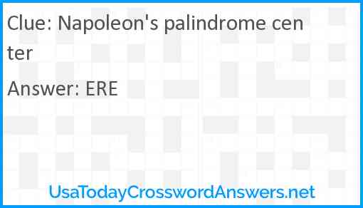 Napoleon's palindrome center Answer