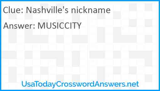 Nashville's nickname Answer