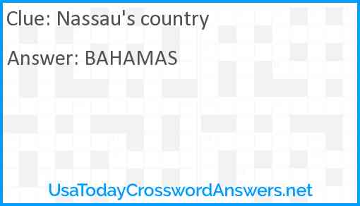 Nassau's country Answer