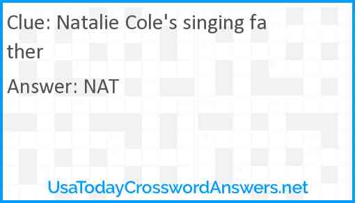 Natalie Cole's singing father Answer