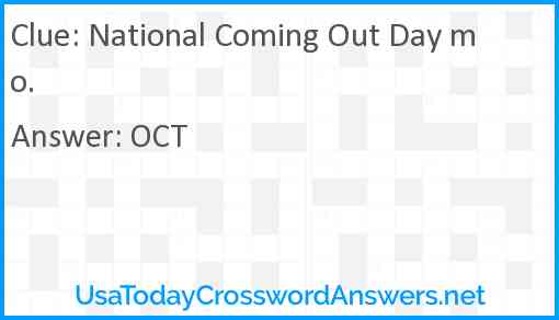 National Coming Out Day mo. Answer
