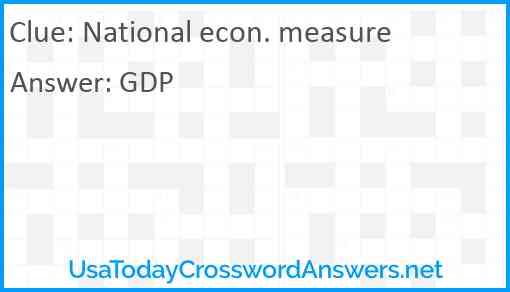 National econ. measure Answer