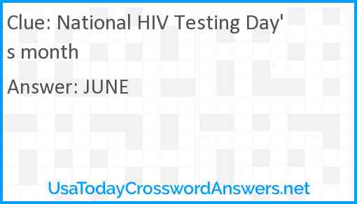 National HIV Testing Day's month Answer