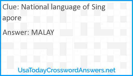 National language of Singapore Answer