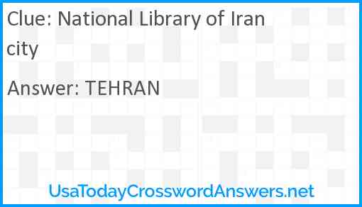 National Library of Iran city Answer