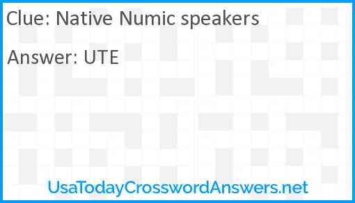 Native Numic speakers Answer