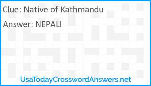 Native of Kathmandu Answer