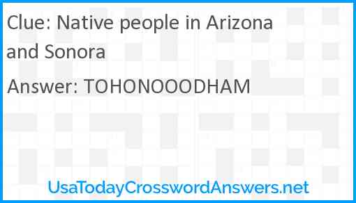 Native people in Arizona and Sonora Answer