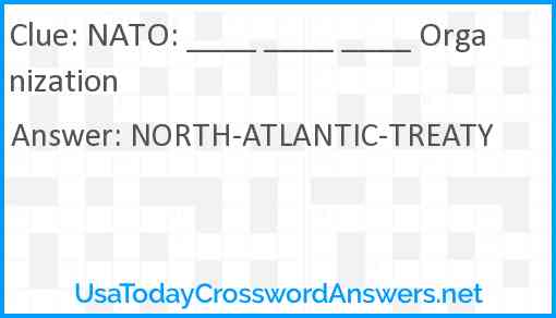 NATO: ____ ____ ____ Organization Answer