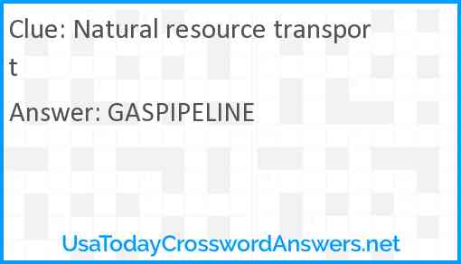 Natural resource transport Answer