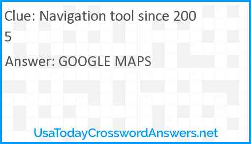 Navigation tool since 2005 Answer