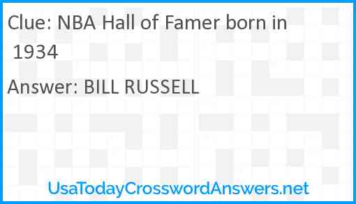 NBA Hall of Famer born in 1934 Answer