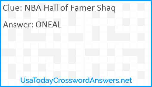 NBA Hall of Famer Shaq Answer