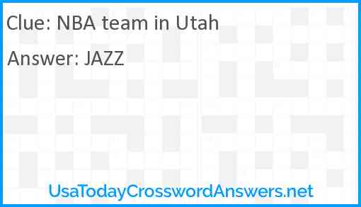 NBA team in Utah Answer