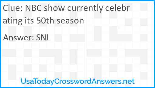 NBC show currently celebrating its 50th season Answer