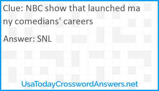 NBC show that launched many comedians' careers Answer