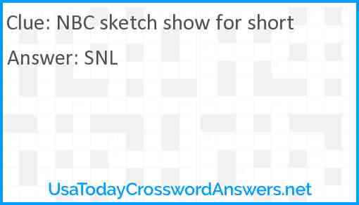 NBC sketch show for short Answer