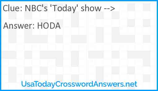 NBC #39 s #39 Today #39 show gt crossword clue UsaTodayCrosswordAnswers net
