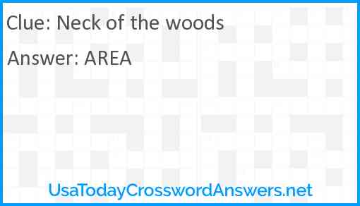 Neck of the woods Answer