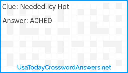 Needed Icy Hot Answer