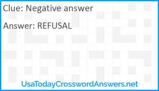 Negative answer Answer